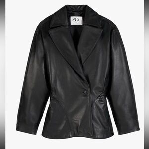 Zara Studio Fitted Leather Blazer